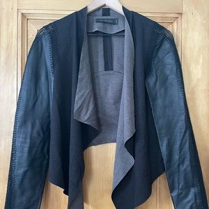 Stella & Jamie draped jacket with leather sleeves Size S